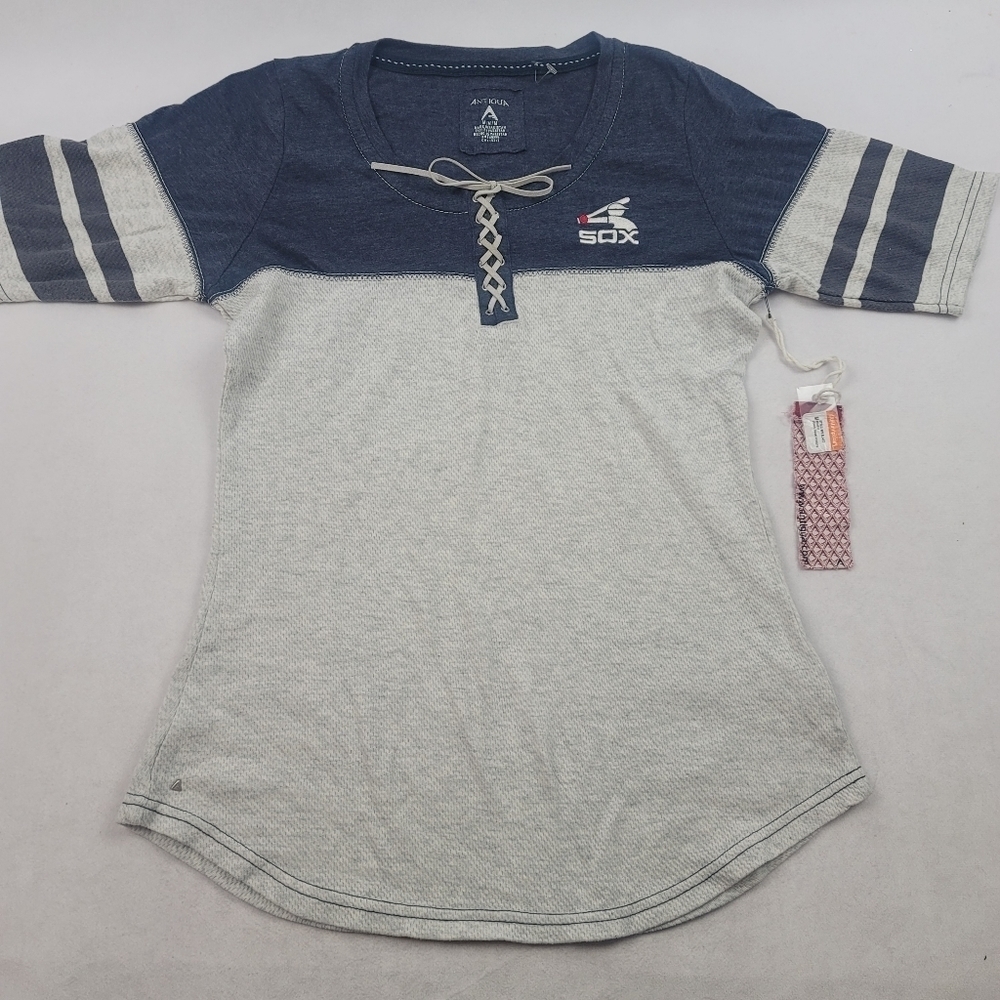 NWT Antigua laceup baseball Chicago whiteSox‎ shirt